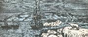 william r clark nordenskiolds fartyg vega ger salut,da det rundar asiens nordligaste udde kap tjeljuskin i augusti 1878 Sweden oil painting artist